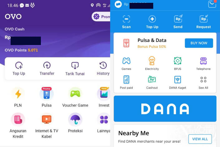 Logo DANA dan OVO di samping kode QRIS