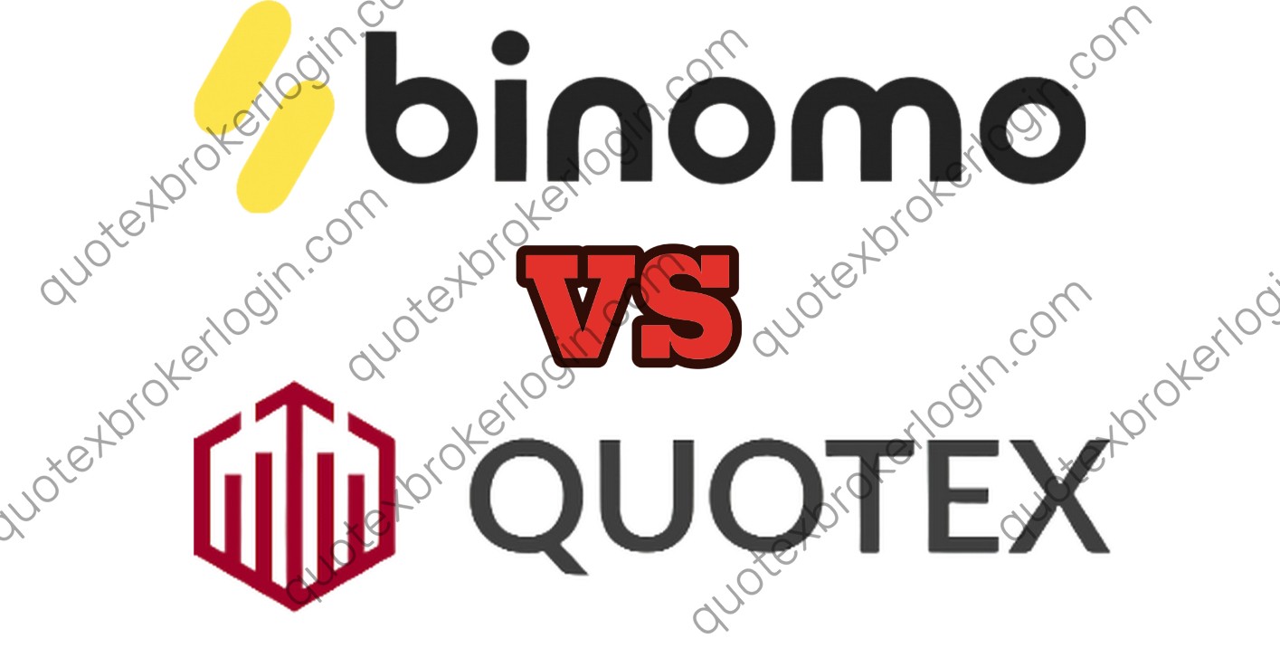 Logo Quotex dan Binomo disandingkan dengan tanda 'VS'